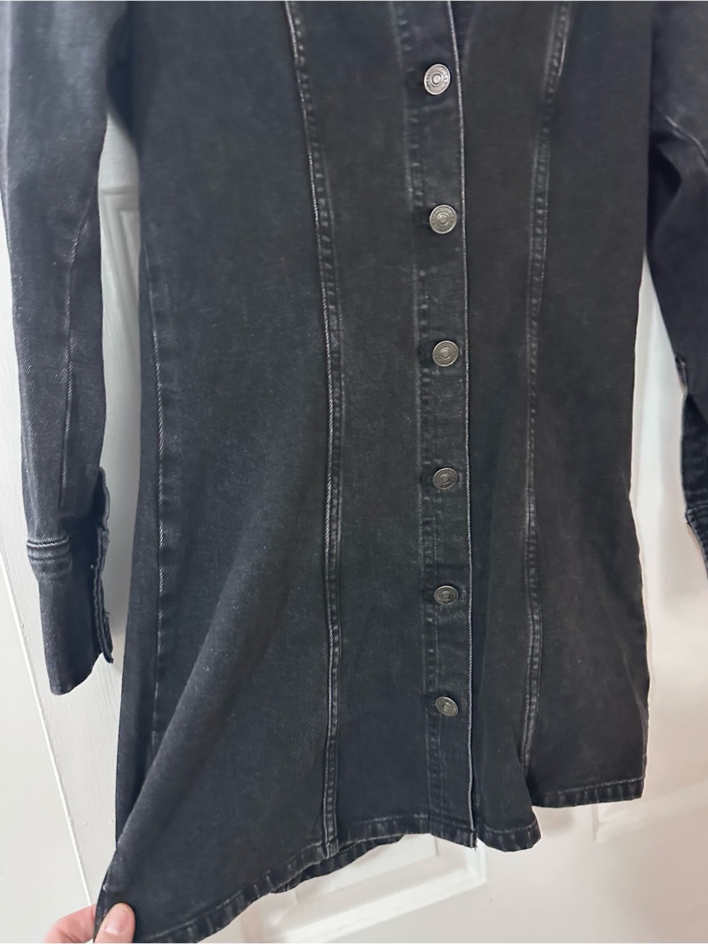 NWT Abercrombie & Fitch Black Denim Button Front Jacket (Size Small Petite) - Picture 3 of 6